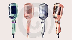 Vintage Microphones: Graphic Design-inspired Illustrations In Larme Kei Style