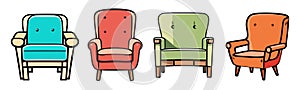 Vintage mid century modern armchair cartoon vector