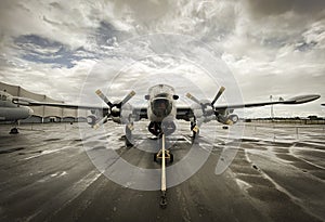 Vintage military airplane, retro picture