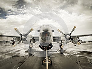 Vintage military airplane, retro picture