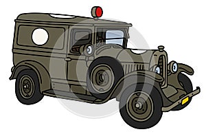 The vintage military ambulance