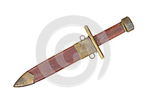 Vintage military dagger and scabbard isolated.