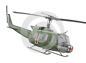 Vintage military helicopter isolated