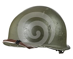 Vintage military helmet on white background