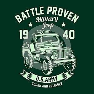 Vintage Military Jeep Vector Graphic, American Military Jeep Graphic T-shirt