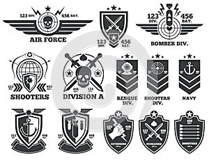 Vintage military vector labels and patches photo