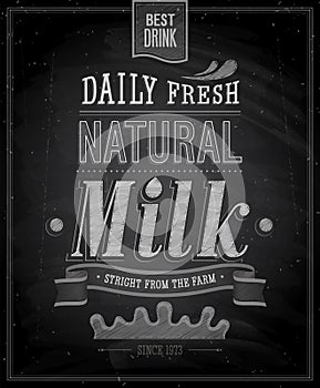 Vintage Milk poster - Chalkboard.