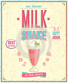 Vintage MilkShake Poster. photo