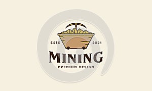 Vintage minecart logo symbol icon vector graphic design illustration