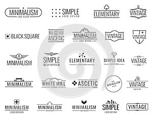 Vintage minimal vector logos with simple shapes. Modern luxury emblems for shopping tag