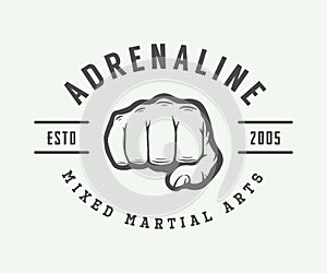 Vintage mixed martial arts logo, badge or emblem.