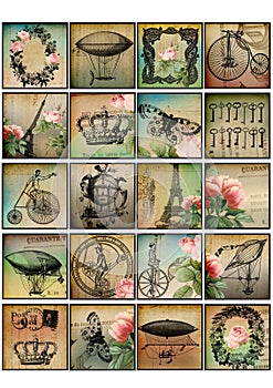 Vintage Mixed Square Images A4 Printables photo