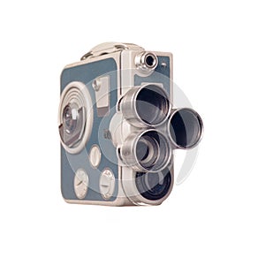 Vintage 8mm movie camera with turret photo