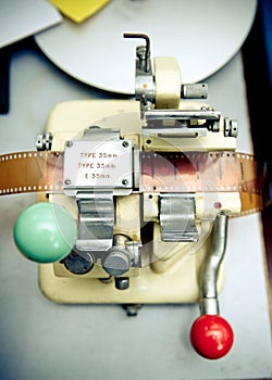 Vintage 35 mm movie splicer close up photo