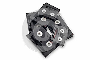 Vintage 8mm video cassette or mini tape on white background