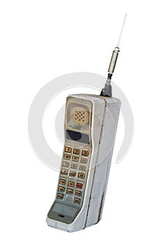 Vintage mobile phone isolated on white