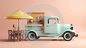 Vintage Model A Type Pickup Truck Coffee Stand