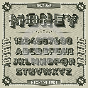 Vintage Money Font with shadow