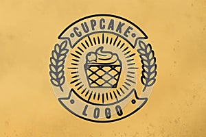 vintage mono line cupcake and wheat, bakery logo Designs Inspiration