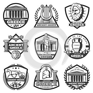 Vintage Monochrome Ancient Greece Labels Set