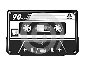 Vintage monochrome audio casette template