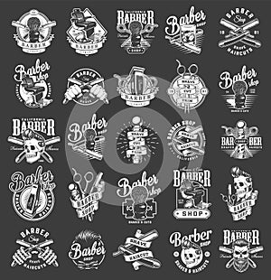 Vintage monochrome barbershop emblems