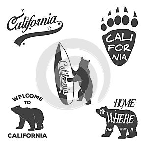 Vintage monochrome California badges and design