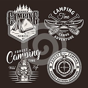 Vintage monochrome camping prints