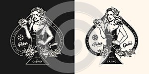 Vintage monochrome casino label