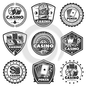 Vintage Monochrome Casino Labels Set