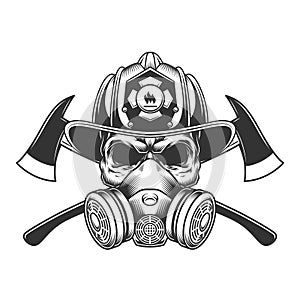 Vintage monochrome firefighter skull