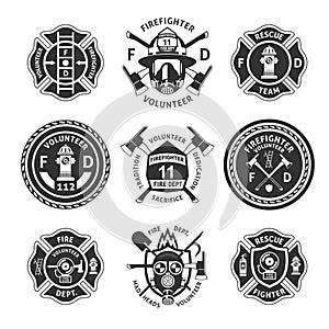 Vintage Monochrome Firefighting Labels Set