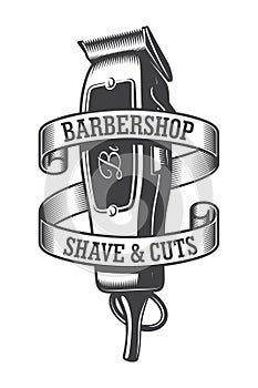 Vintage monochrome hairdresser salon logo