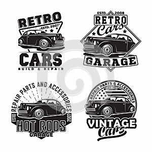 Vintage monochrome Hot Rod garage logo design