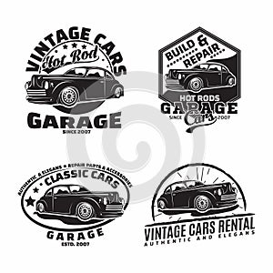 Vintage monochrome Hot Rod garage logo design