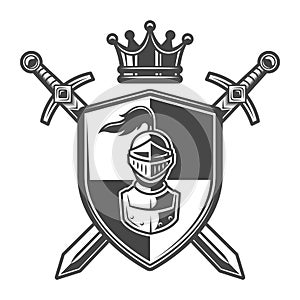 Vintage monochrome knight coat of arms