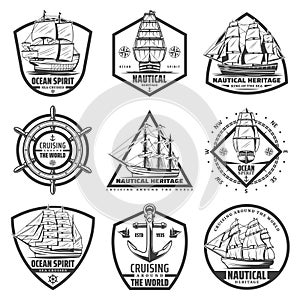 Vintage Monochrome Marine Labels Set