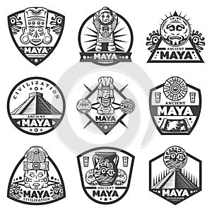 Vintage Monochrome Maya Labels Set