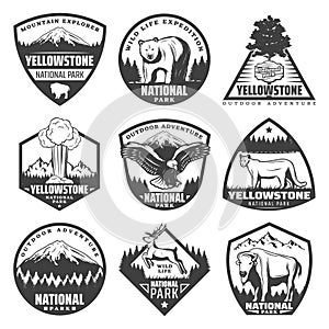 Vintage Monochrome National Park Labels Set