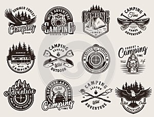 Vintage monochrome outdoor recreation emblems