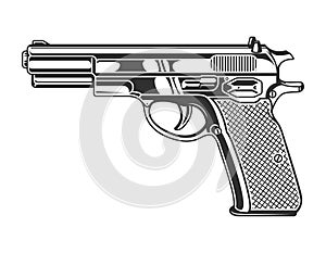 Vintage monochrome pistol concept