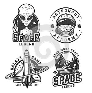 Vintage monochrome space badges set