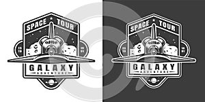 Vintage monochrome space tour emblem