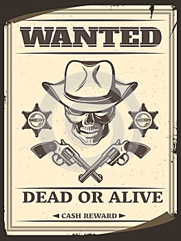 Vintage Monochrome Wild West Wanted Poster