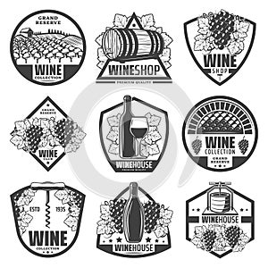 Vintage Monochrome Wine Labels Set