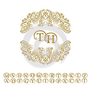 Vintage monogram. Abstract logo, alphabet.