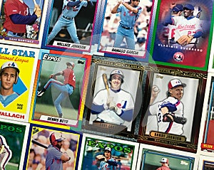 Vintage Montreal Expos baseball trading card collage