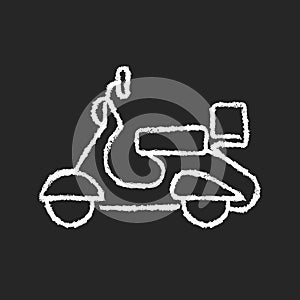 Vintage moped chalk white icon on dark background