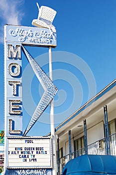 Vintage motel sign and rooms in Las Vegas