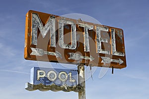 Vintage motel sign on route 66 photo